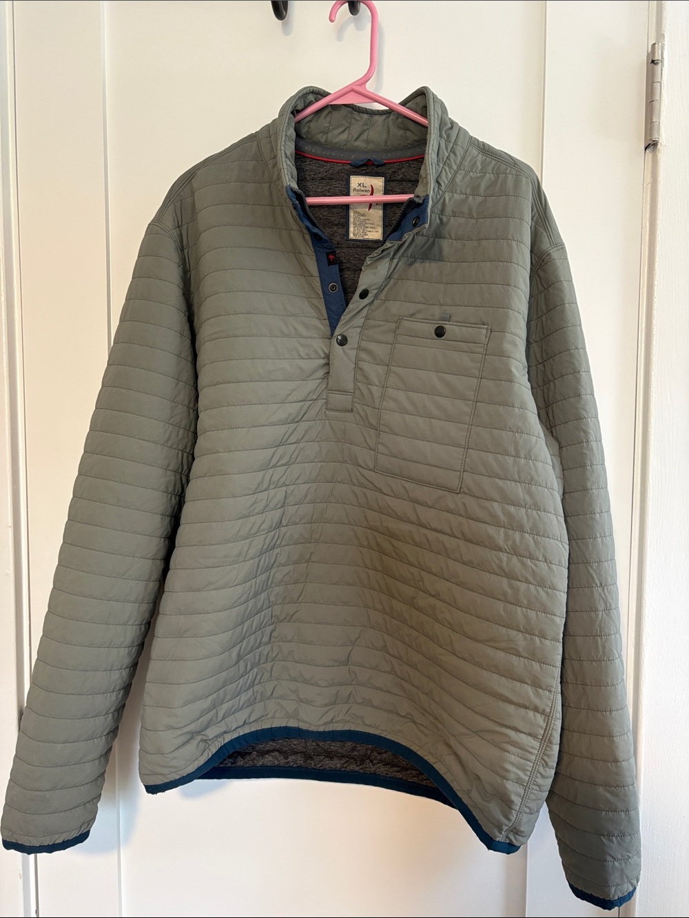 Relwen Men's Quilted Pullover Puffer Jacket - Olive